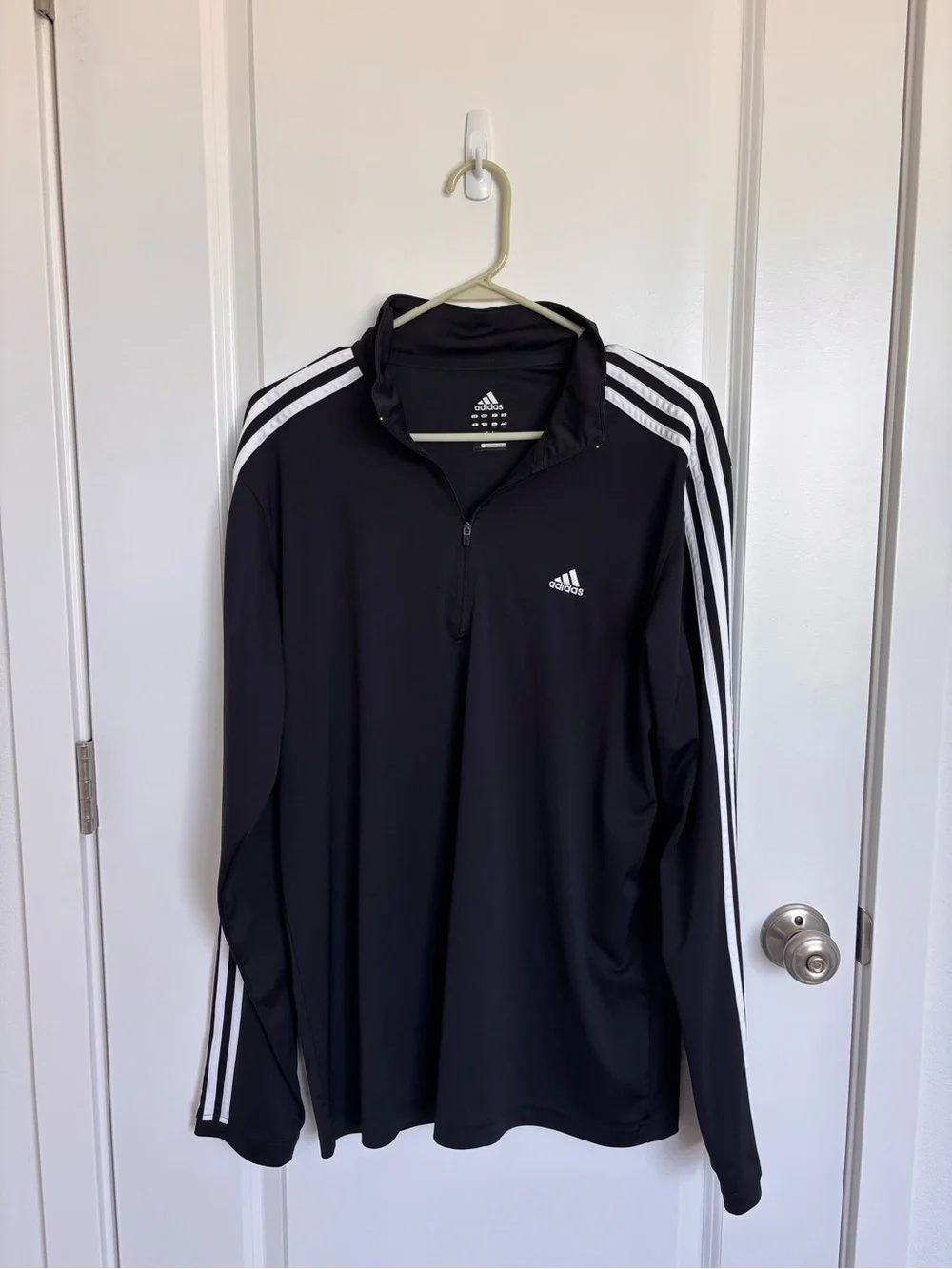 Adidas Black 3-Stripe Quarter-Zip Training Jacket